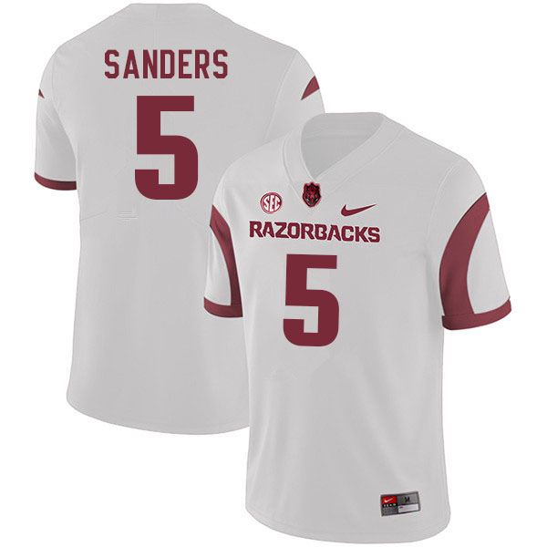 Men #5 Raheim Sanders Arkansas Razorbacks College Football Jerseys Sale-White